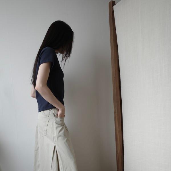[2th] Side Fold Long Skirt / Sand Khaki