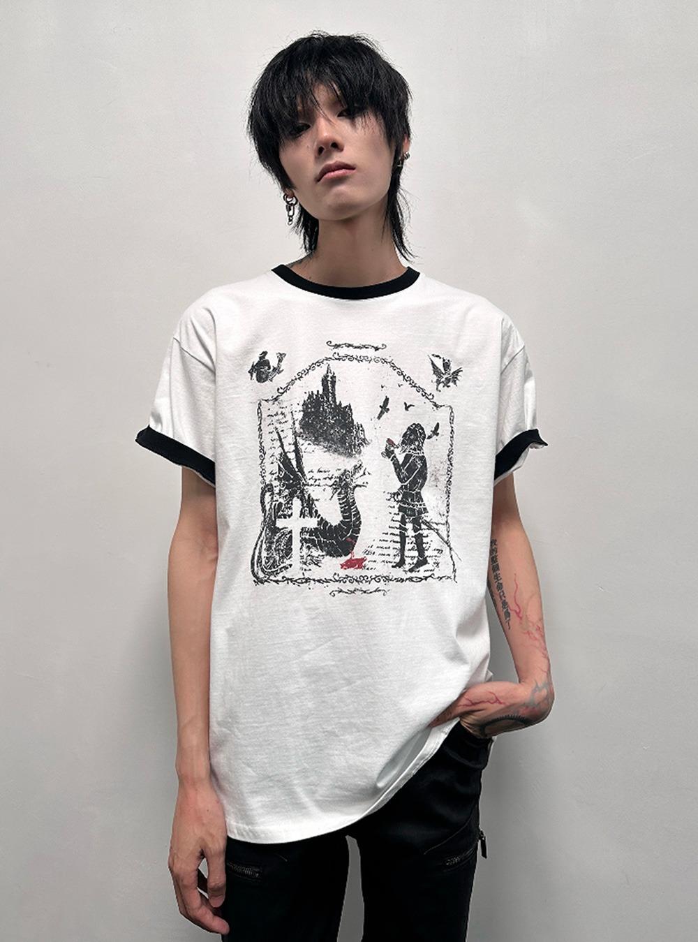 Dragon & Knight Graphic Ringer Tee