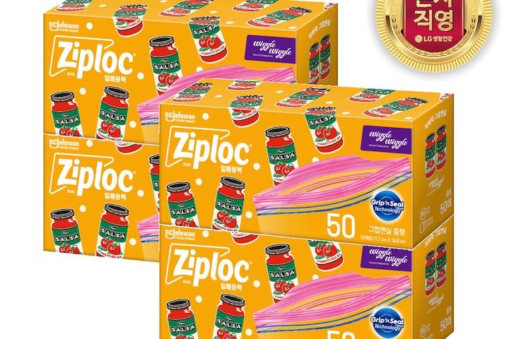 지퍼락 위글위글 그립앤실 냉장 중형 50매 x 4개
