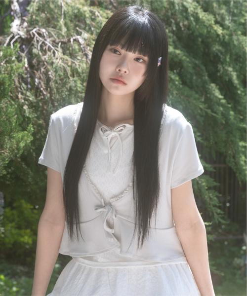 레이스 반팔 가디건 연그레이