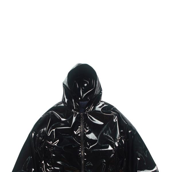 REVERSIBLE GLOSSY HOOD ZIP-UP_BLACK