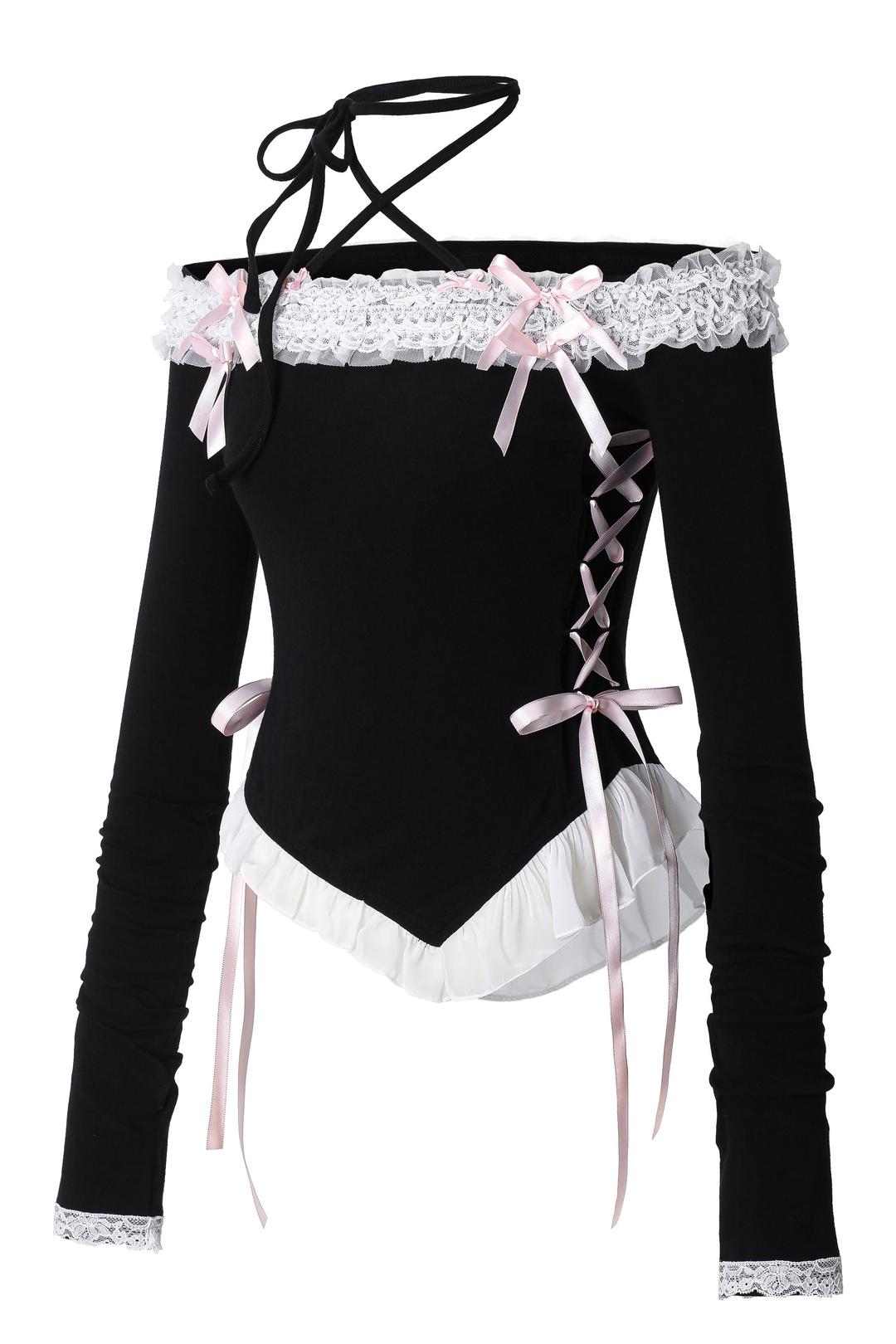 ♥ DOLLY HIME OFF-SHOULDER T ♥ (black)