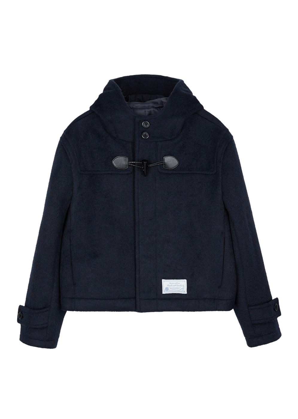 로씨로씨 크롭 후드 울 더플 코트 [네이비]