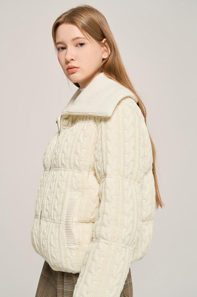 [O'2nd] 케이블 니트 구스 다운 점퍼