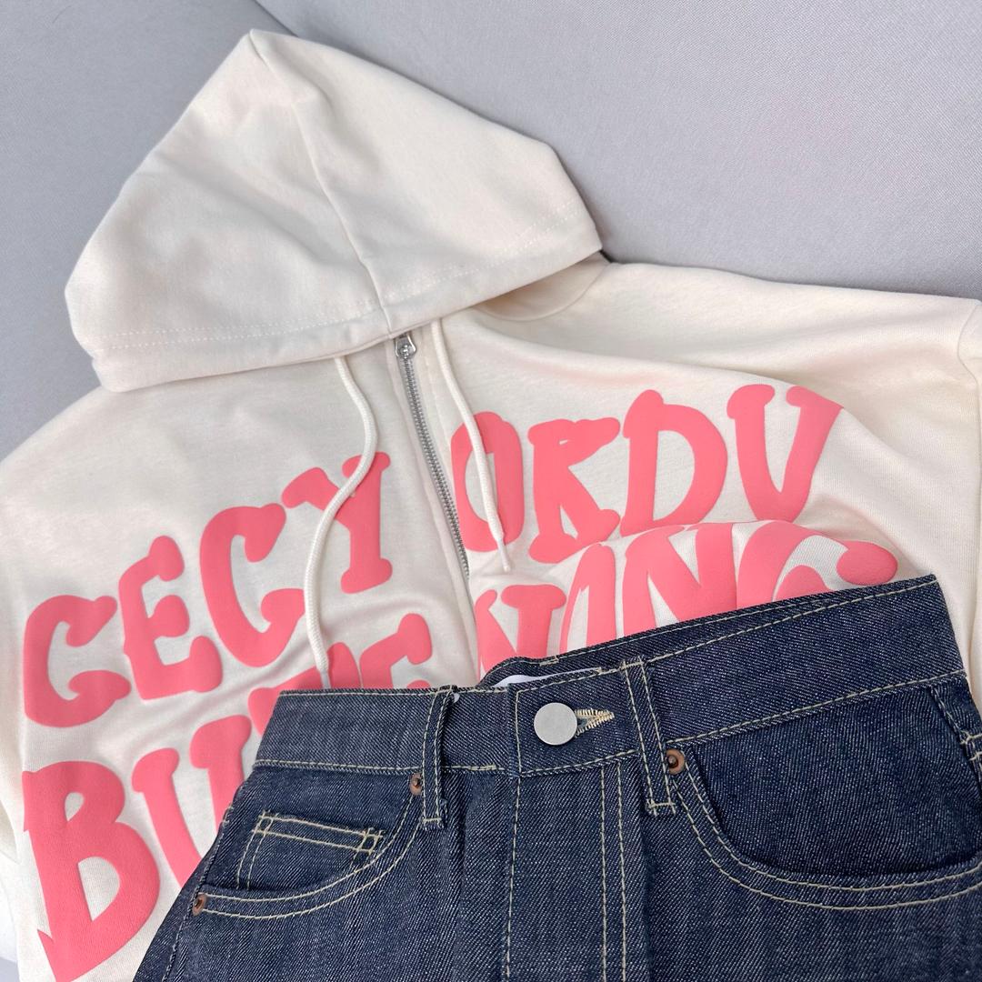 [젤리 레터링 오버핏 후드집업] 투웨이 루즈핏 귀여운 후드 집업 교복템 봄 가을 간절기