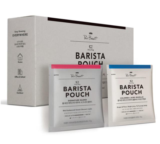 폴바셋 바리스타 파우치 드립백 24개입 시그니처블렌드+콜롬비아 2종 원두 커피 티백 캠핑