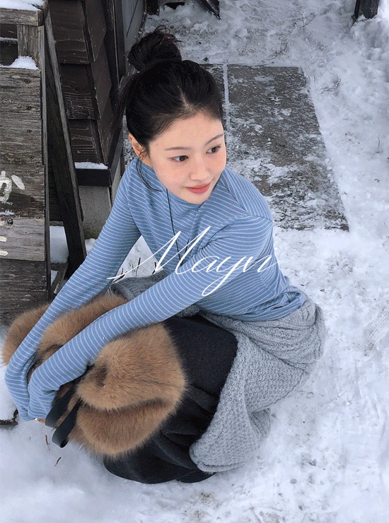 [윈터비❄️/Mayvi] Benzo 스트라이프 속기모 폴라 티셔츠 (3 color)