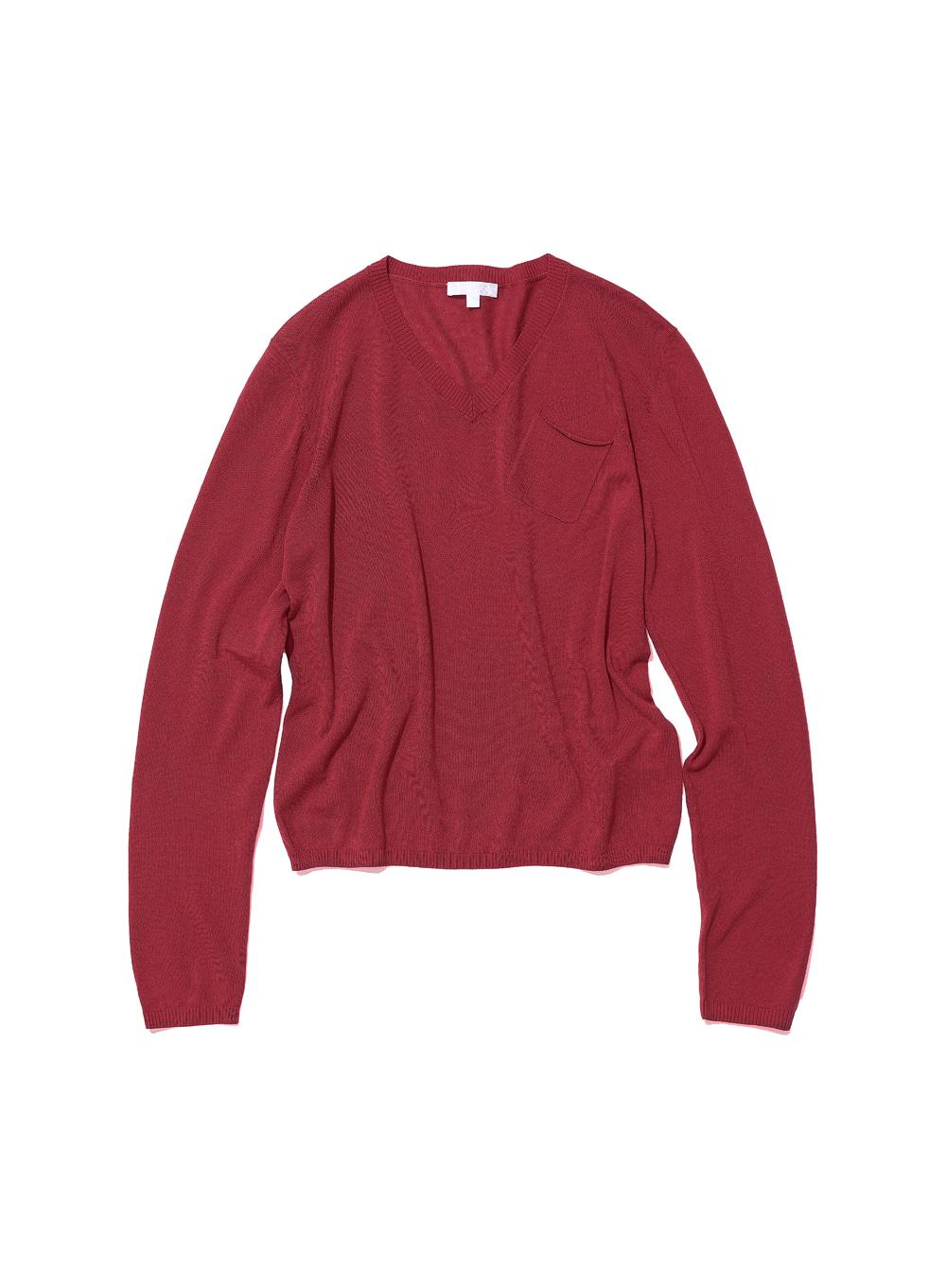 [WOMEN] PWC SHEER V-NECK KNIT SWEATER_CHILI