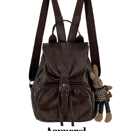 [당일출고/🏅에이블리1등/1+1인형키링증정/고퀄] 레더 가죽 복조리 미니 백팩 스트랩 보부상 하객룩 개강룩 신입생 책 가방 노란색 봄 스쿨백 꽃놀이 벚꽃룩 GB106