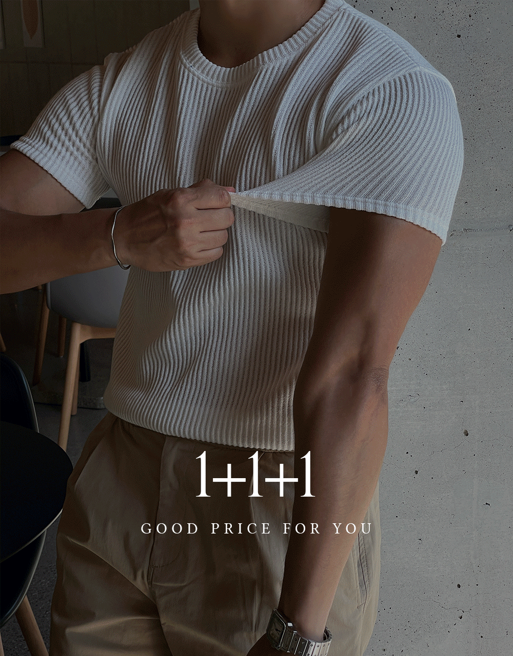 [1+1+1]버픽 골지 반팔 니트