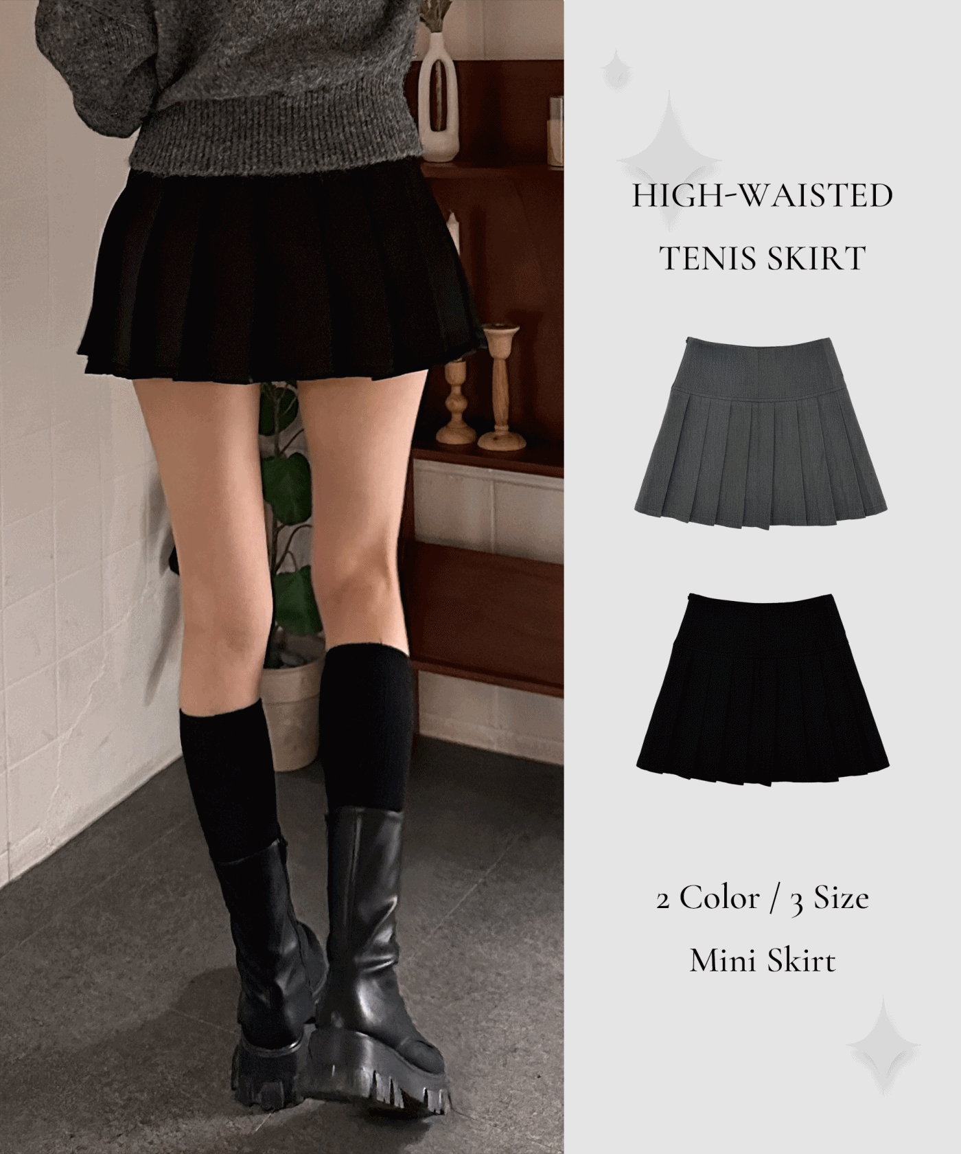 글로우제이드 [속바지o/허리잘록] 하이웨스트 A라인 미니 테니스 스커트 -2color