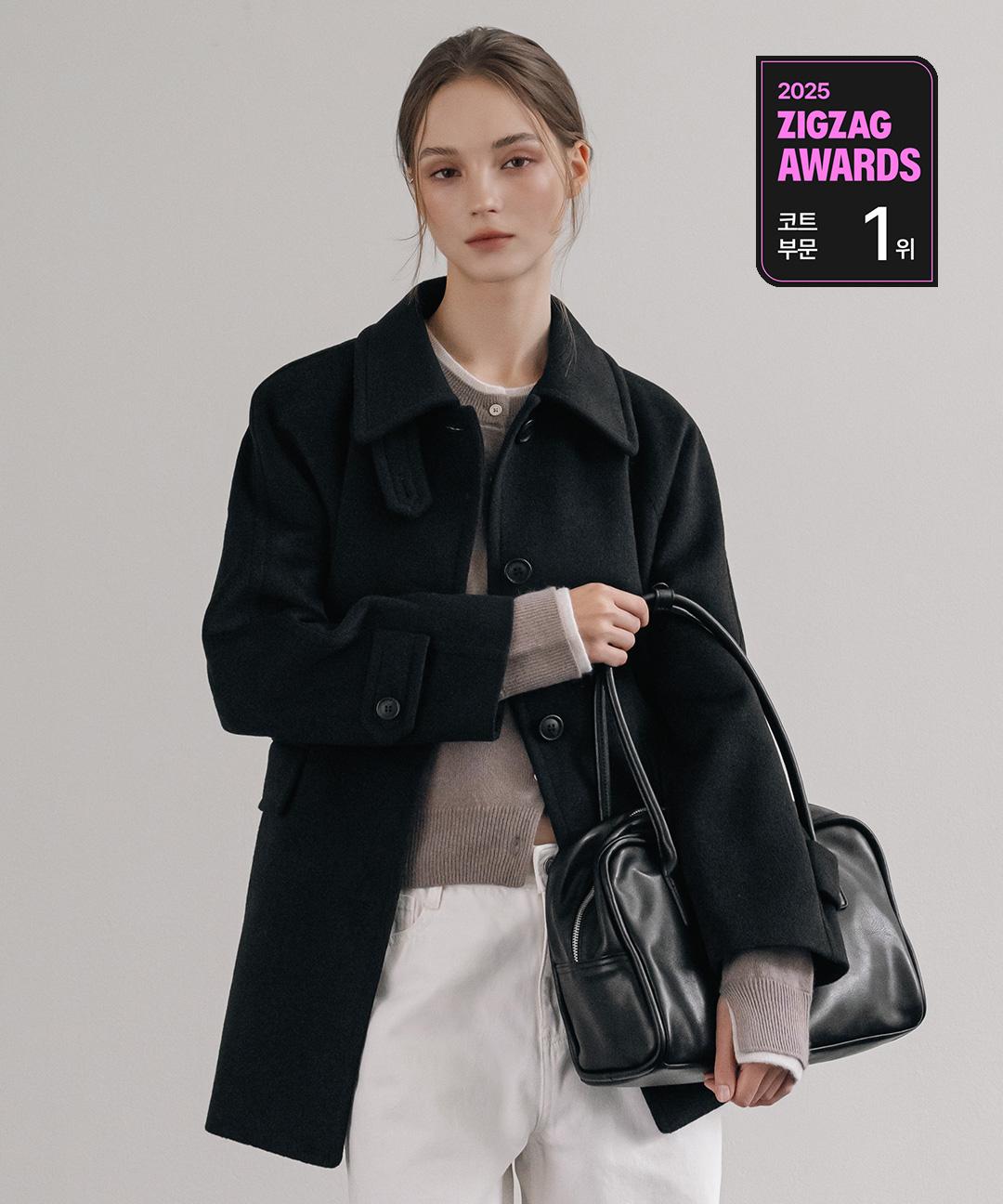 미쏘 [일부예약판매]울 블렌디드 스탠카라 하프 코트_MIWJHFV0PG