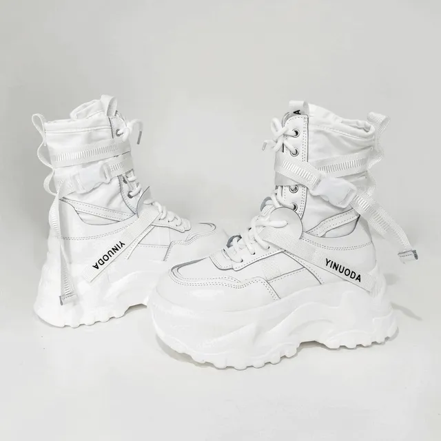 [NB] 렌 키높이 하이탑 운동화 버클 어글리 통굽 스니커즈 워커 부츠 6cm