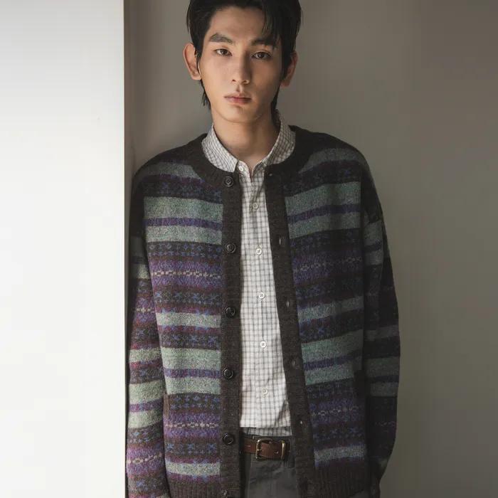 Grandma Fairisle Cardigan (Brown Purple)