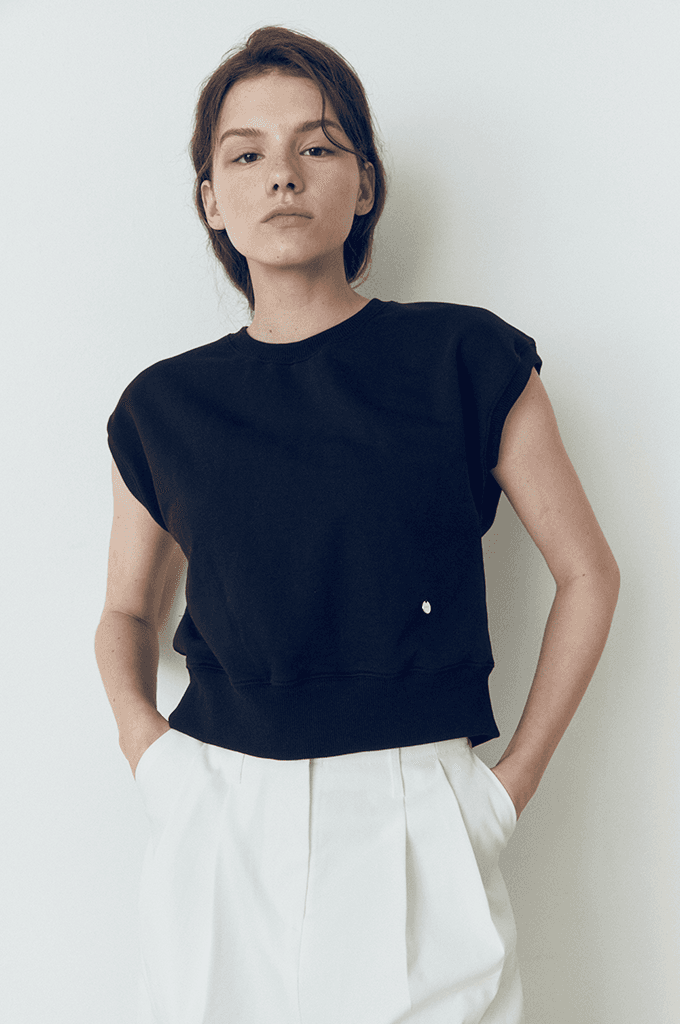 Ribone cap sleeve Top(Black)