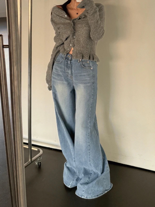 절개 맥시 데님 팬츠