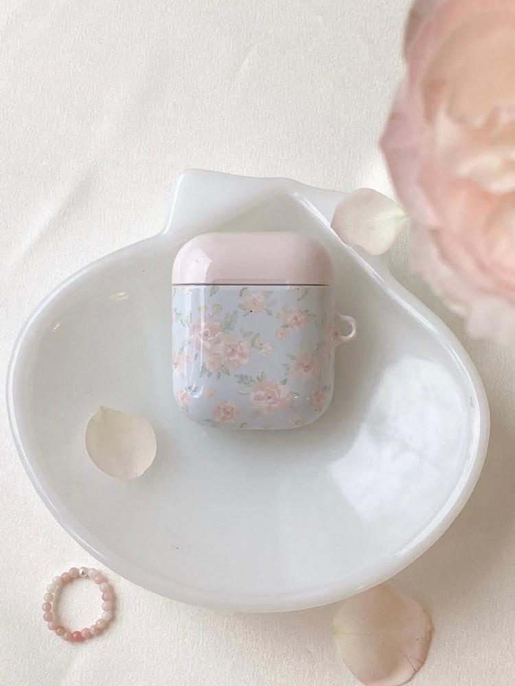 블루 플로럴 유광 에어팟 꽃케이스