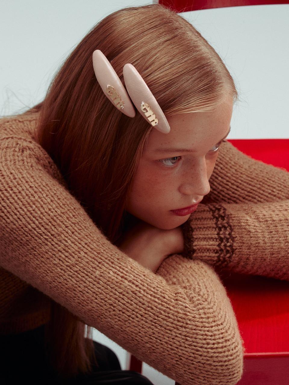 Pink Oval Patent Leather Hair Pin