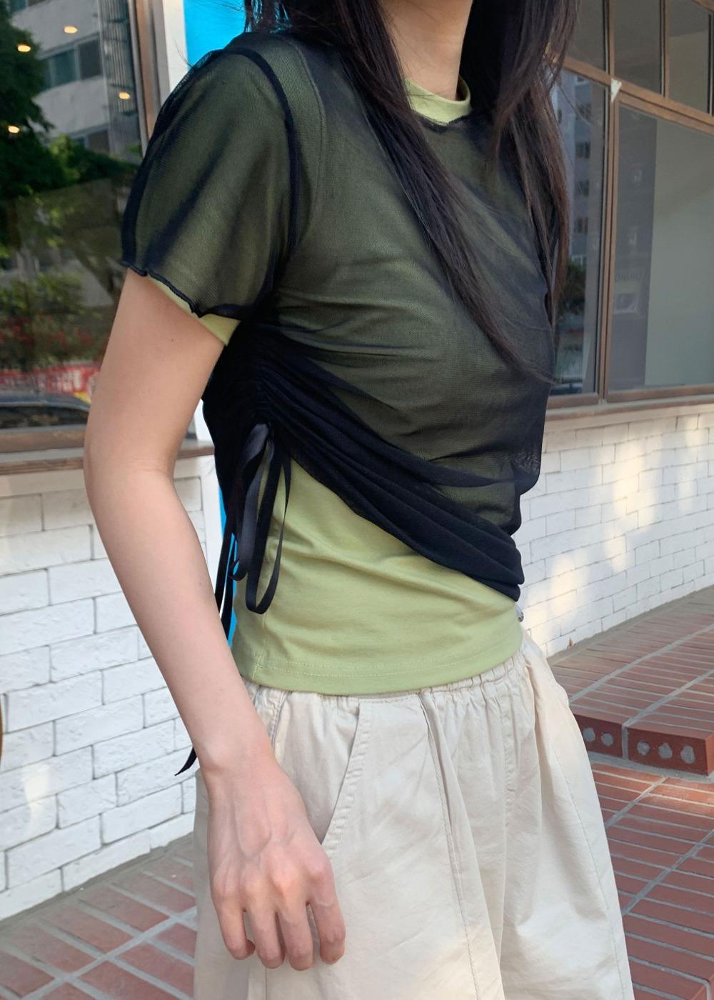 렌 메쉬 반팔 티셔츠(3colors)