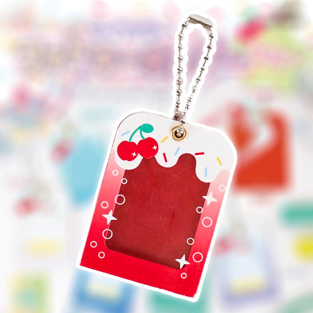 브라이트 링크 가챠 마이 컬러 크림소다 증명사진 포토 키홀더 레드