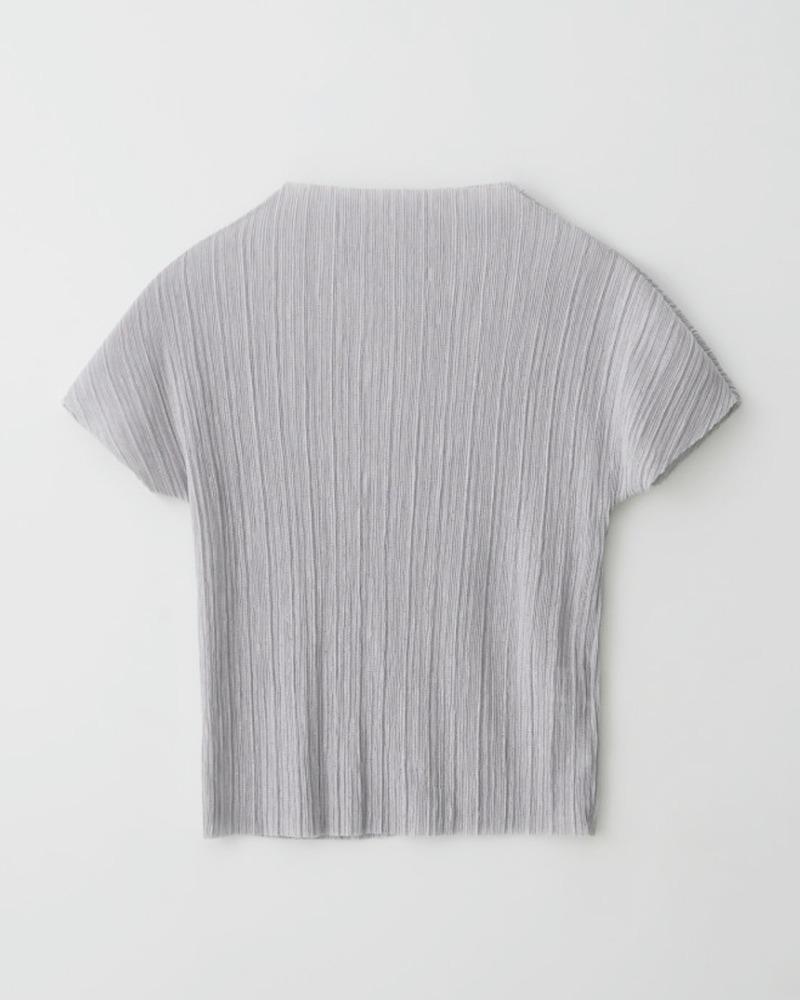 니트 플리츠 반팔티