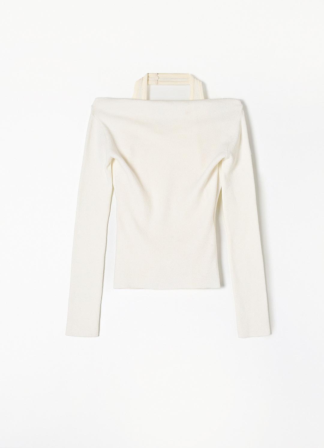 Belle Layered Halter Knit Top(White)