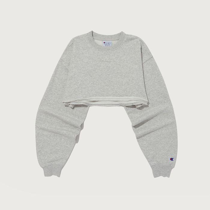여성 파워블렌드 기모 슈퍼 크롭 스웨트셔츠 Normal Grey