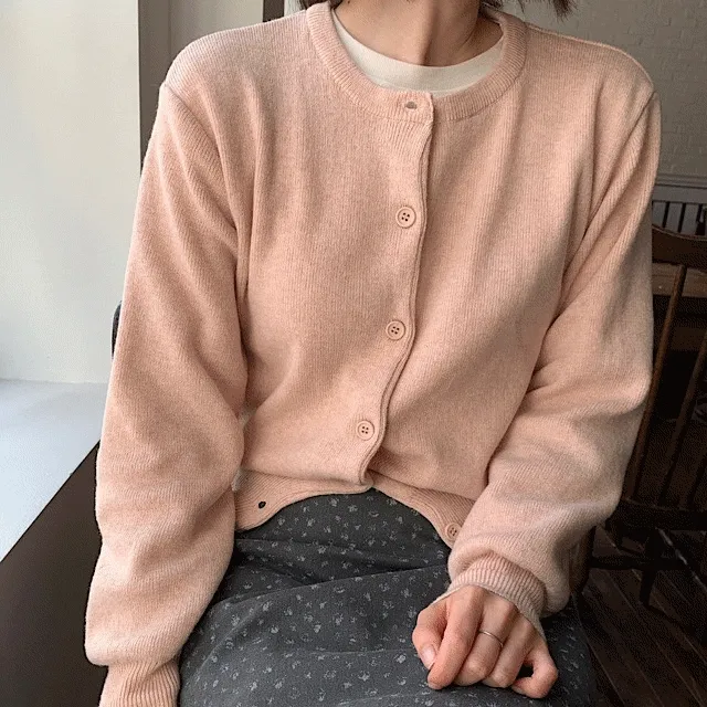 [밤색 당일발송]미트 베이직 라운드 가디건