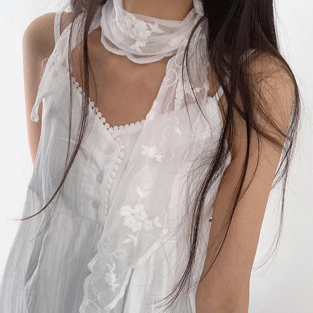 봄봄 시스루 플라워 빈티지 레이스 스카프 4color