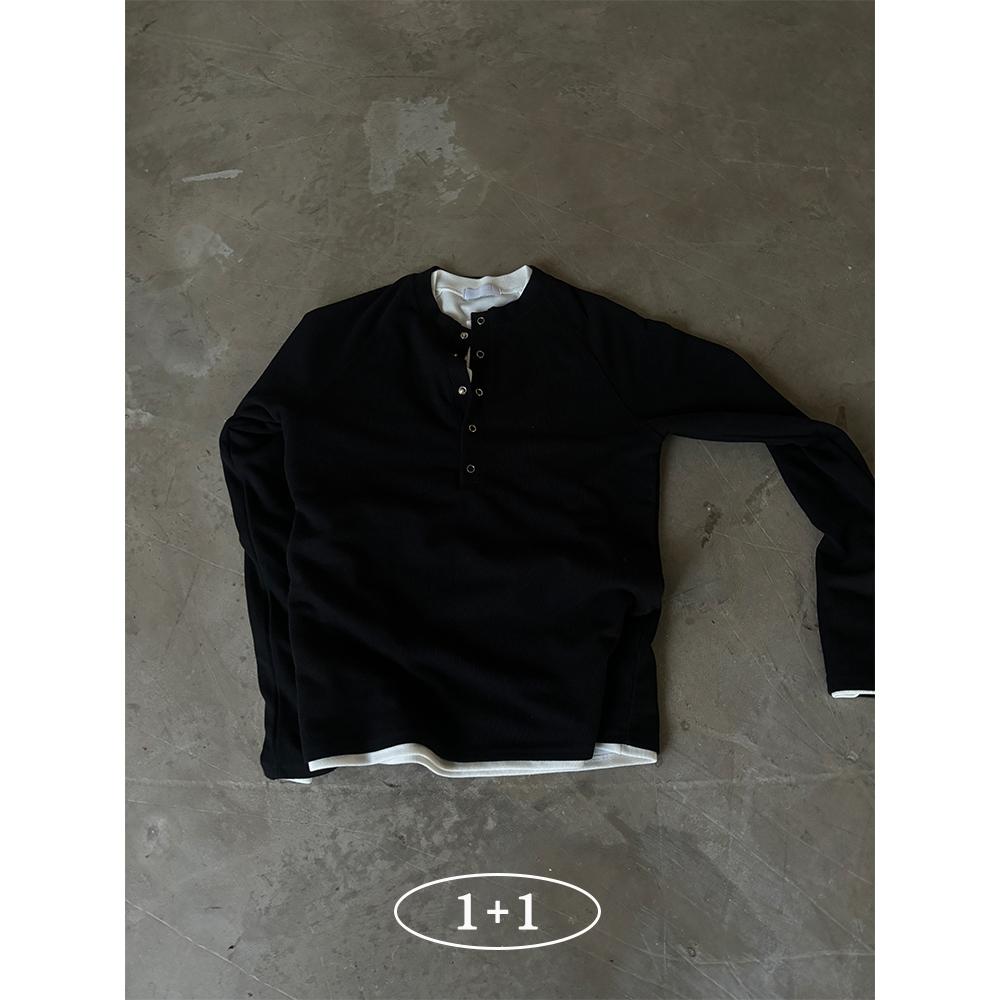 [1+1][당일배송] Deep muscle henry neck knit sleeves(3color)