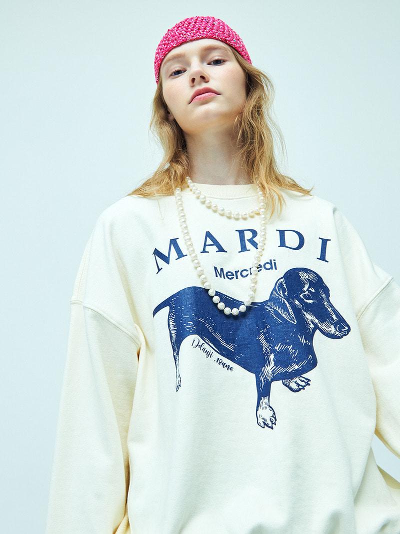 SWEATSHIRT SIMPLY DDANJI_CREAM BLUE