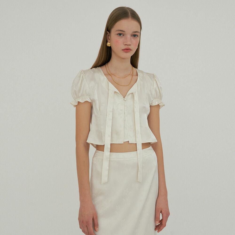 jacquard crop blouse