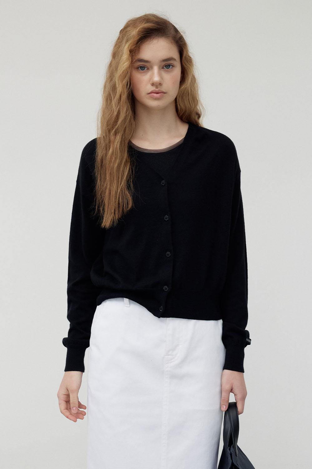 Cotton Silk Cardigan, Black