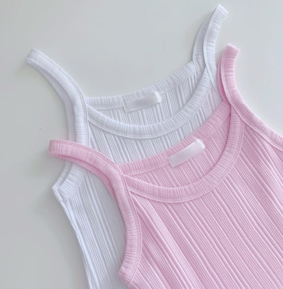 [2col] Pino golgi top 화이트 핑크 골지 나시 탑