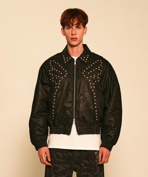 윙 슈즈 스터드 레더 블루종