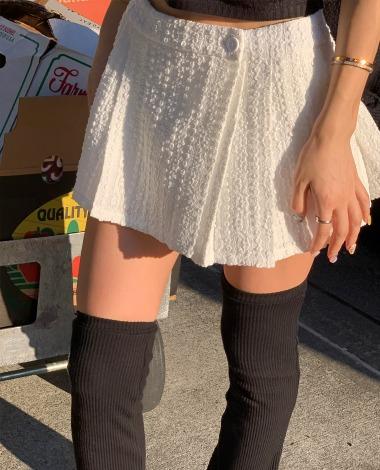 버블크림 플리츠 스커트