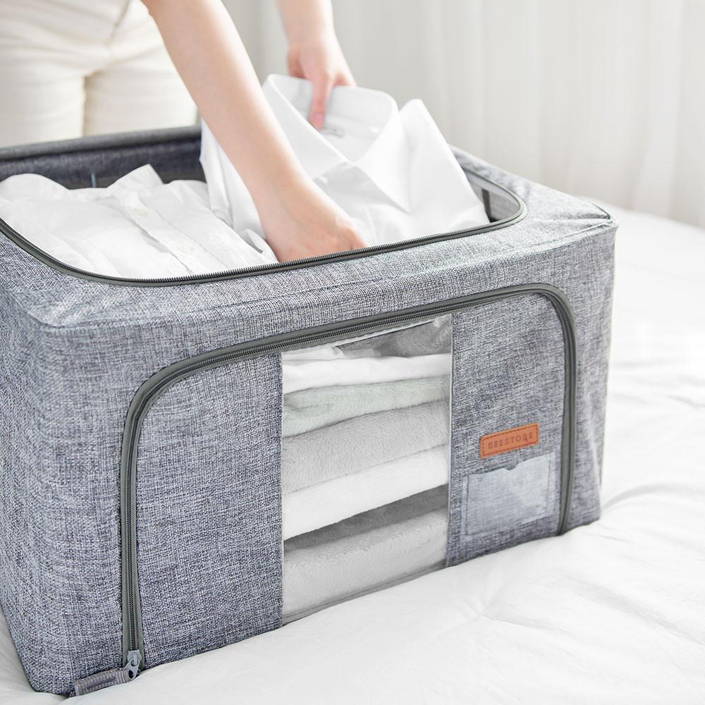 비스토어 리빙박스 다용도 접이식 패브릭 옷 수납 박스 정리함 44L