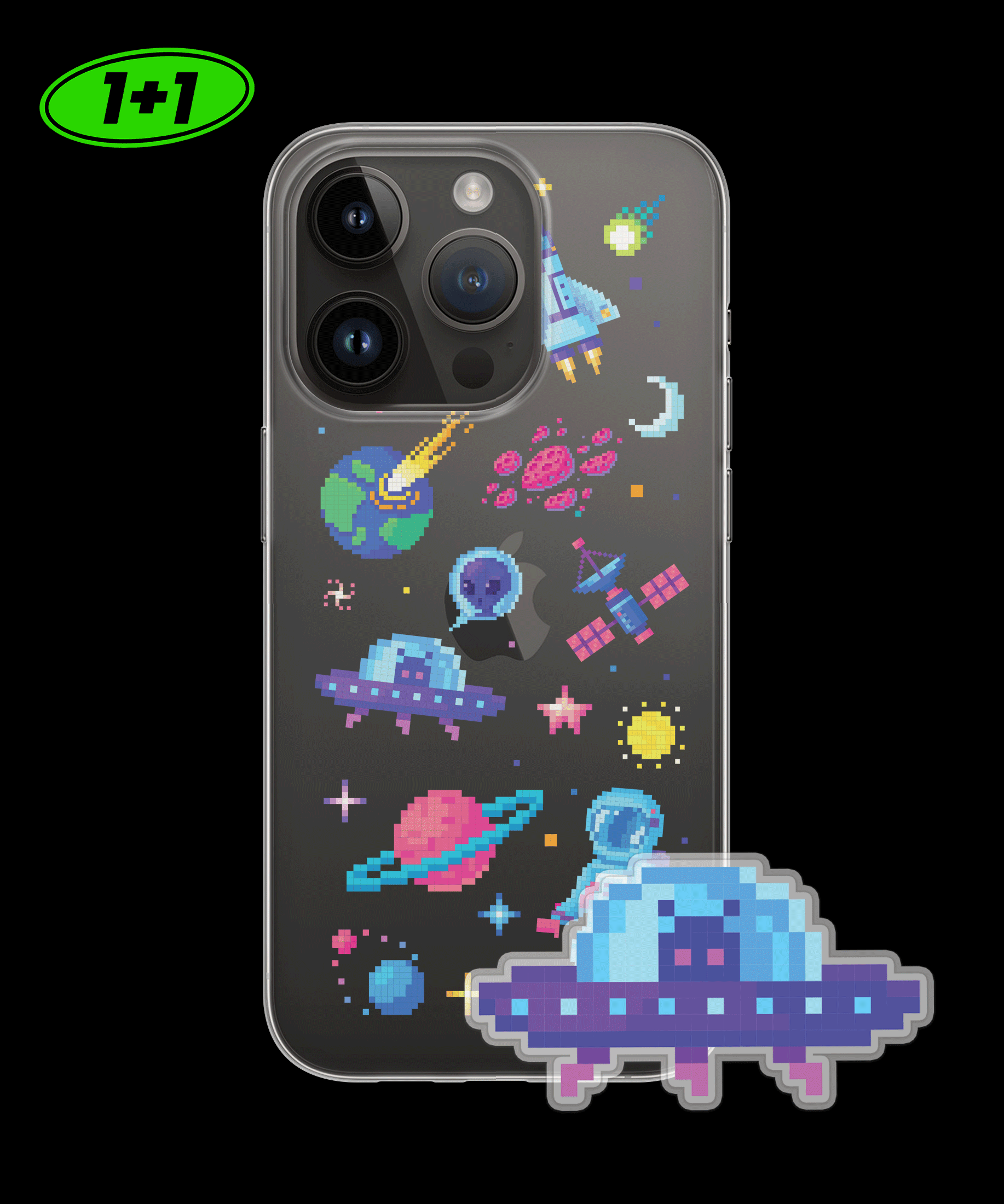 [1+1] Space alien pixel world 클리어케이스+아크릴톡 세트