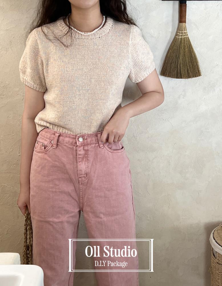 [올스튜디오] DIY 대바늘 옷뜨기 여름 가을 니트 만들기 볼륨 퍼프 스웨터 패키지