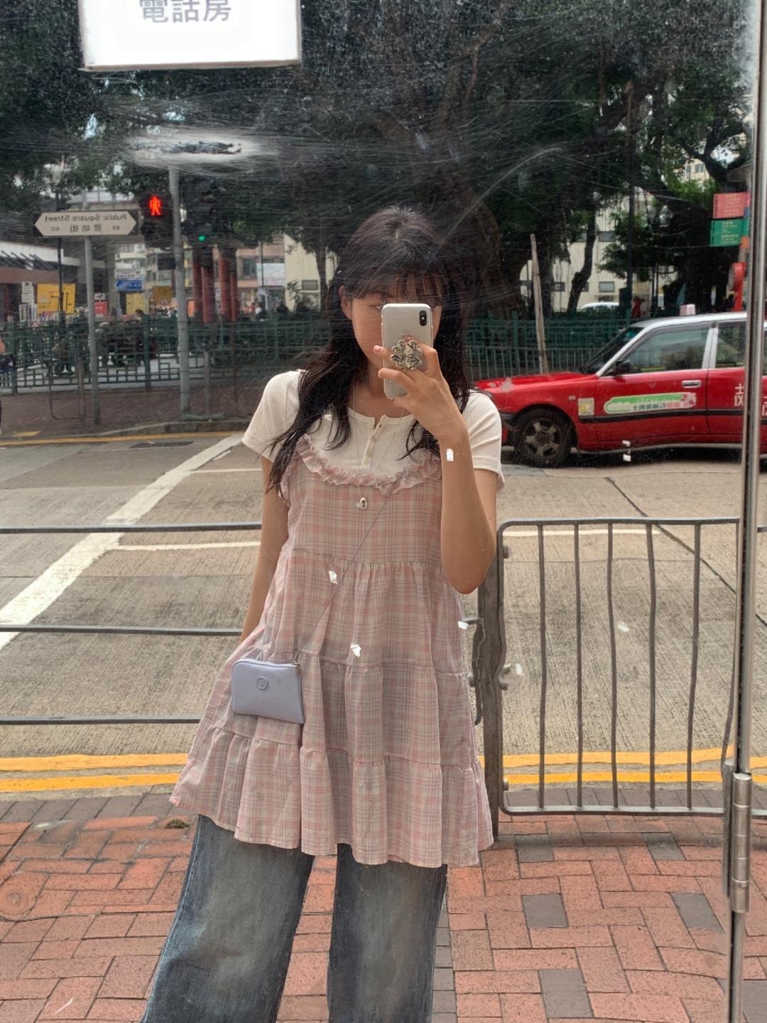 팬시 체크 레이어드 원피스