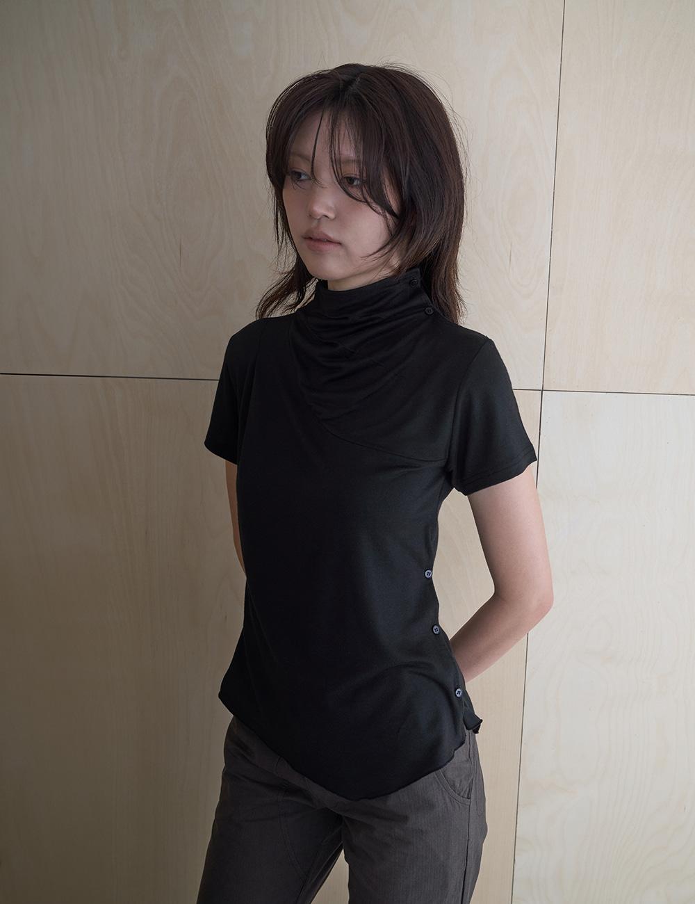 Stitch Drape Jersey in Black