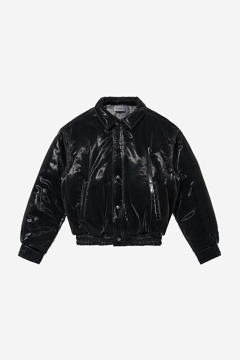 GLITTER PADDED BOMBER JACKET - BLACK