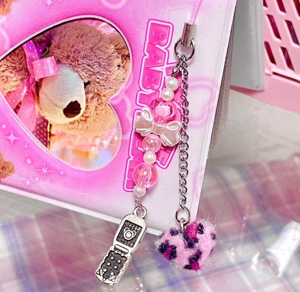 Y2K 호피 갸루 핸드폰 비즈키링