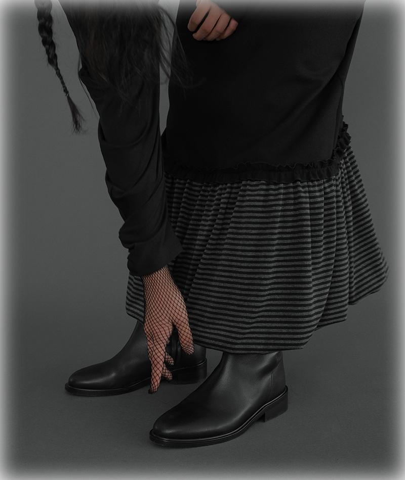 mixed shirring stripe skirt