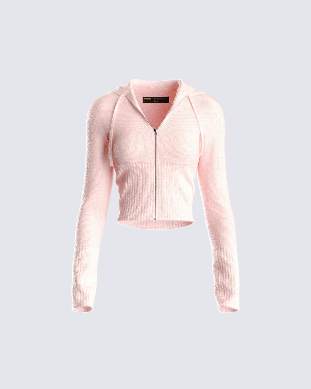 Alyssa Pink Knit Cropped Jacket - XS/S