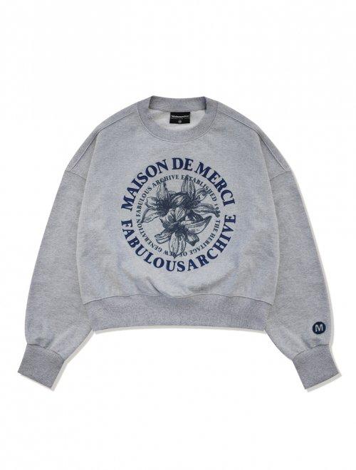 우먼즈 크롭 르 리스 발포 엠보자수 맨투맨 멜란네이비(FCB4TS360W)