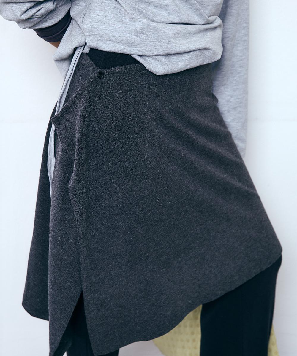 Button Layered Midi Skirt_Charcoal