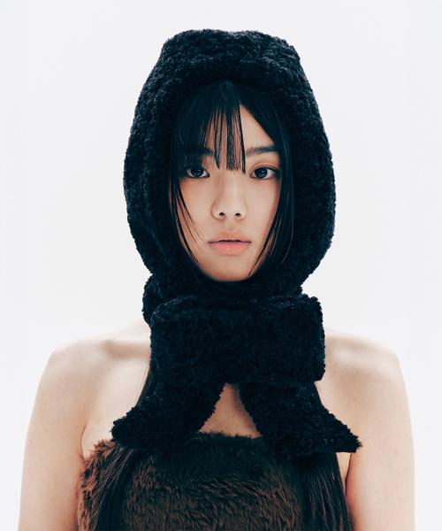 RIBBON SHEARING BARACLAVA BLACK