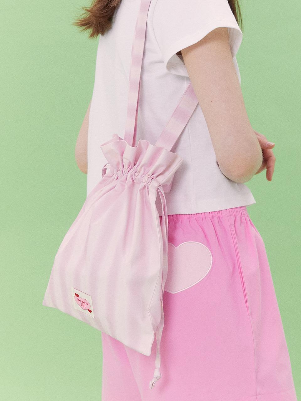 [5/19 예약배송] BLURRY STRIPES POUCH BAG (PINK)