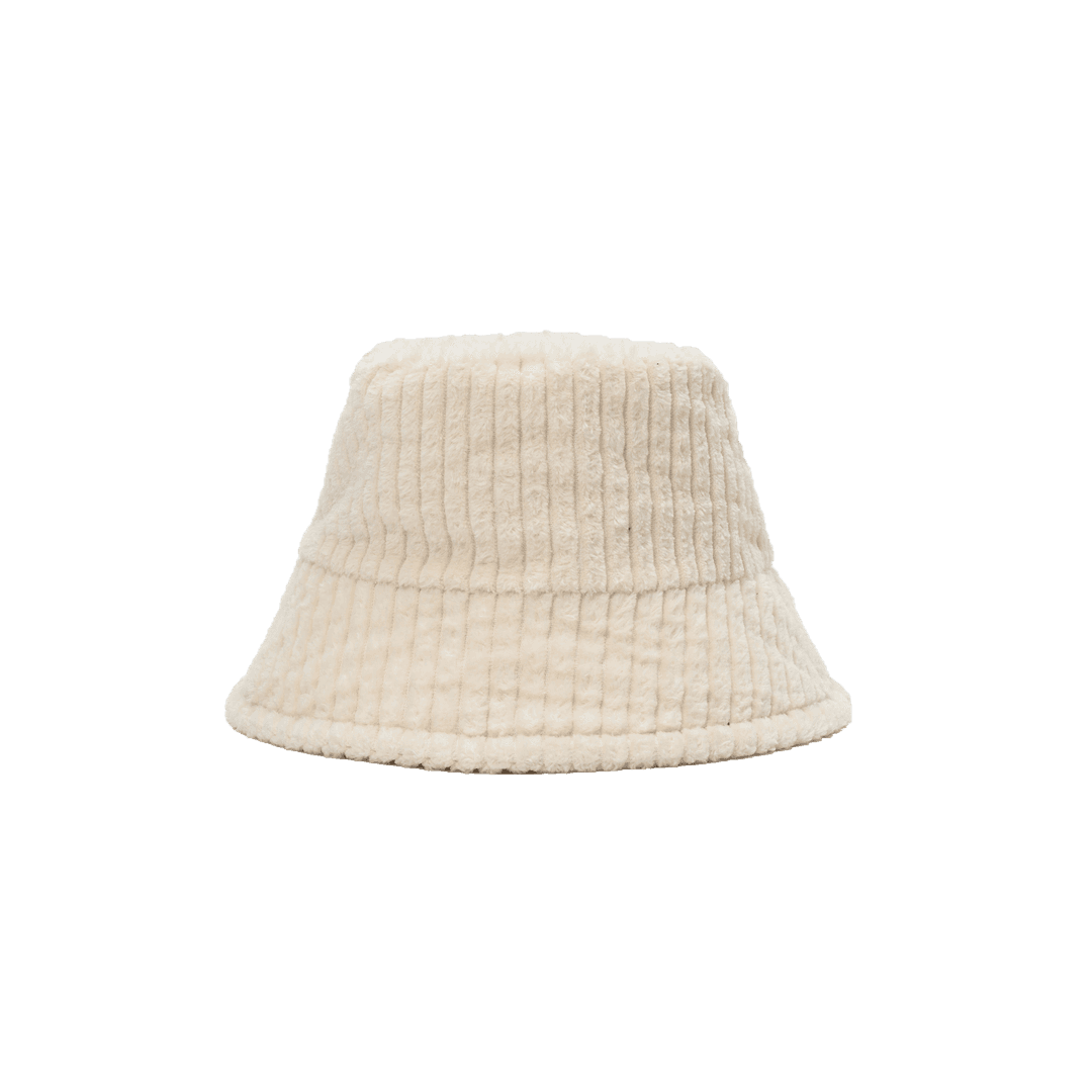 WIDE WALE CORDUROY BUCKET HAT, ECRU